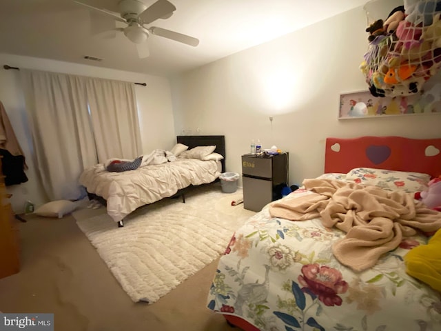 1294 Cooper St Unit B5, Edgewater Park, NJ 08010 - bedroom with carpet flooring, ceiling fan, fridge, and visible vents