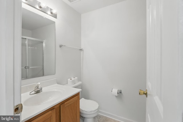 8219 Selwin Ct, Baltimore, MD 21237 - bathroom with a stall shower, toilet, vanity, and baseboards