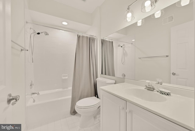 808 Cameron St, Alexandria, VA 22314 - full bath with toilet, shower / tub combo with curtain, vanity, and tile patterned floors