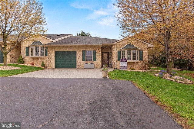 13113 Little Hayden Cir Unit 87, Hagerstown, MD 21742 - ranch-style house featuring a front yard, a garage, concrete driveway, brick siding, and roof with shingles