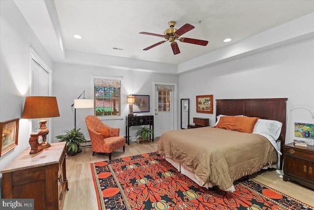 13113 Little Hayden Cir Unit 87, Hagerstown, MD 21742 - bedroom featuring recessed lighting, visible vents, light wood-type flooring, and ceiling fan