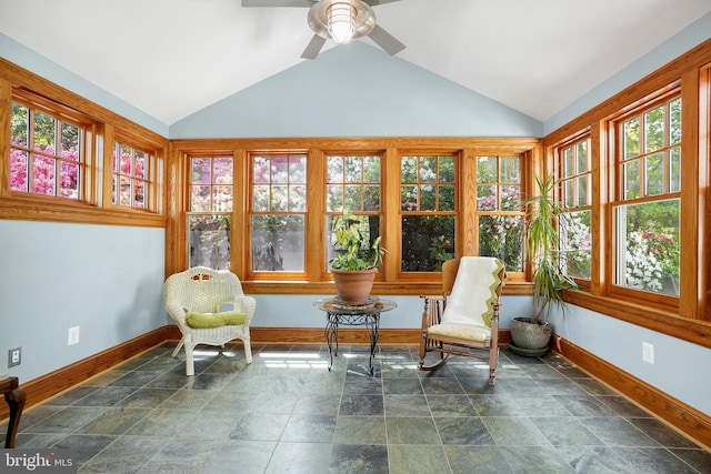 7812 Takoma Ave, Takoma Park, MD 20912 - sunroom featuring lofted ceiling, baseboards, and stone finish floors