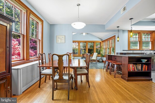 7812 Takoma Ave, Takoma Park, MD 20912 - dining room with light wood-style flooring and radiator heating unit
