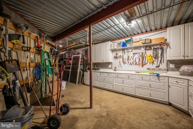 interior space with a workshop area