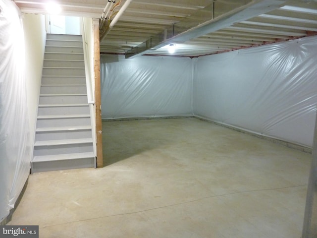 below grade area featuring stairs