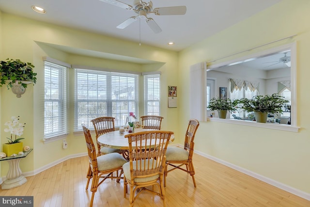 10 Cavendish Ct, Rehoboth Beach, DE 19971 - dining space featuring ceiling fan, healthy amount of natural light, wood-type flooring, and recessed lighting