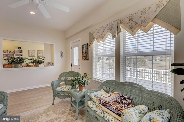 10 Cavendish Ct, Rehoboth Beach, DE 19971 - living room with a ceiling fan, wood finished floors, and baseboards