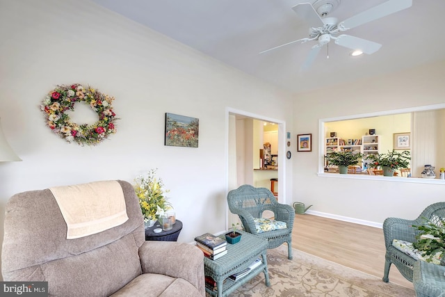 10 Cavendish Ct, Rehoboth Beach, DE 19971 - living area featuring wood finished floors, a ceiling fan, baseboards, and recessed lighting