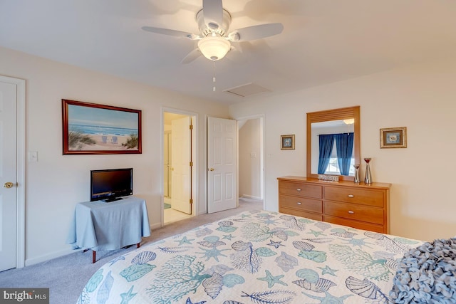 10 Cavendish Ct, Rehoboth Beach, DE 19971 - bedroom featuring carpet, attic access, a ceiling fan, and baseboards
