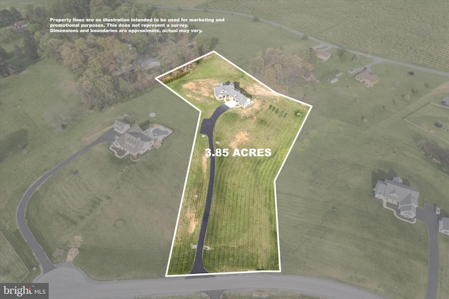 drone / aerial view featuring a rural view