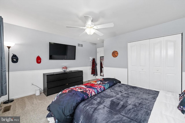 25 Mica St, Townsend, DE 19734 - bedroom featuring a closet, carpet flooring, ceiling fan, and visible vents