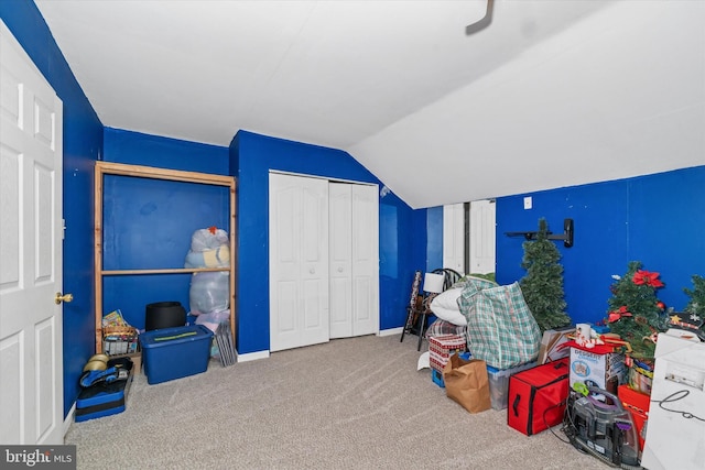 25 Mica St, Townsend, DE 19734 - playroom with baseboards, carpet, and lofted ceiling