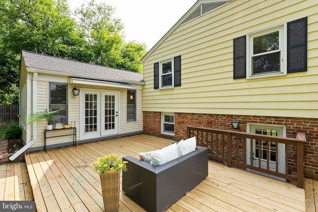 8620 Conover Pl, Alexandria, VA 22308 - wooden terrace with french doors and an outdoor living space