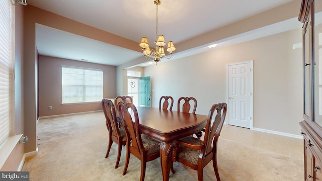 166 Blackburn St, Absecon, NJ 08205 - dining area featuring a chandelier, baseboards, and light carpet