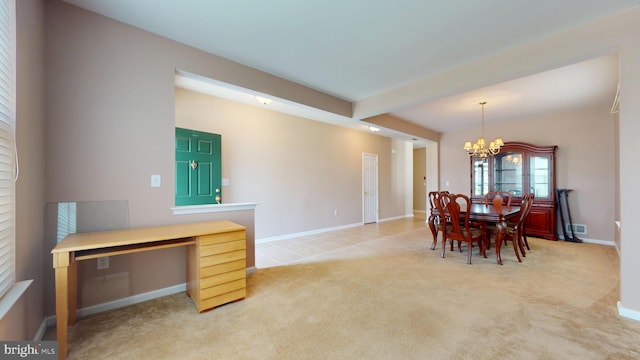 166 Blackburn St, Absecon, NJ 08205 - dining area with visible vents, carpet flooring, baseboards, and a notable chandelier