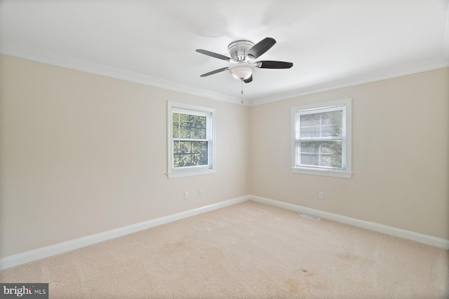 13108 Manor Dr, Mount Airy, MD 21771 - empty room with crown molding, baseboards, light carpet, and ceiling fan