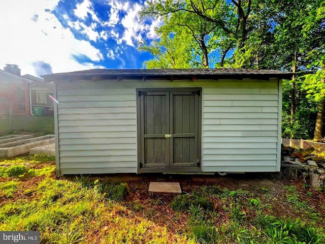 view of shed