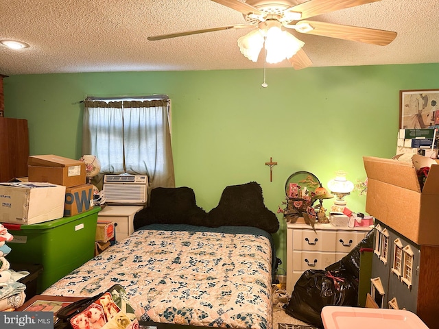 502 N W Ave, Vineland, NJ 08360 - bedroom with cooling unit, a textured ceiling, and a ceiling fan