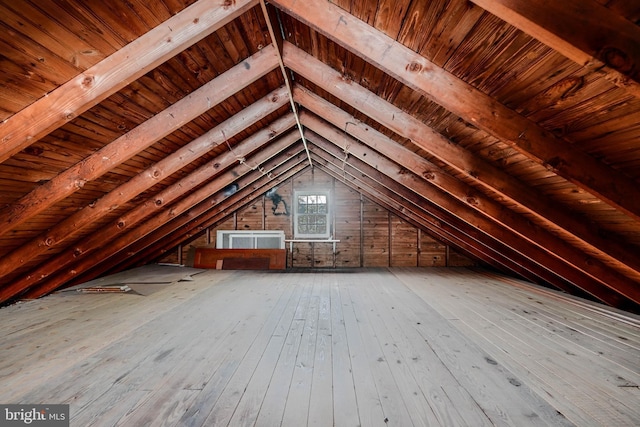 view of unfinished attic