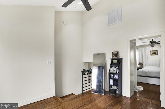 1240 Leopard St, Philadelphia, PA 19125 - bedroom with visible vents, baseboards, hardwood / wood-style floors, and ceiling fan