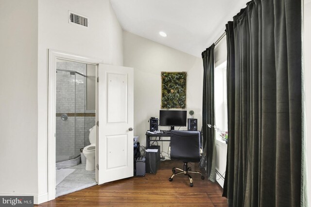1240 Leopard St, Philadelphia, PA 19125 - office area with visible vents, a baseboard heating unit, and lofted ceiling