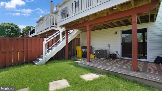1315 Riverwood, Baltimore, MD 21226 - exterior space with central AC, fence, stairs, and a deck