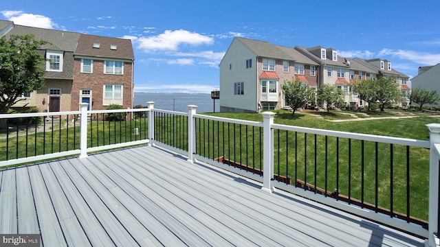 1315 Riverwood, Baltimore, MD 21226 - wooden terrace with a lawn, a water view, and a residential view