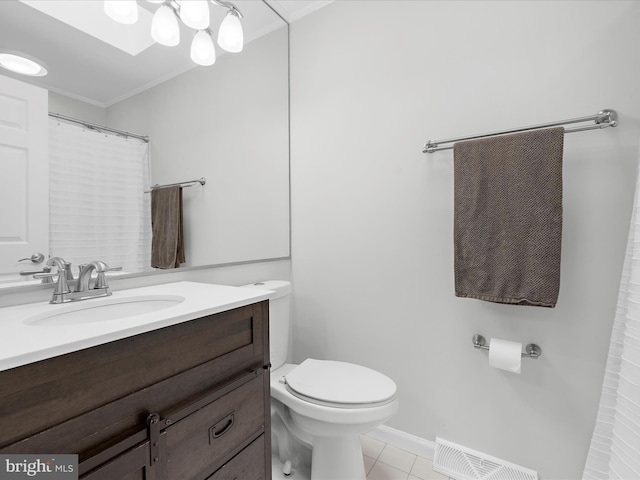 142 Tall Tree Trl, Arnold, MD 21012 - bathroom featuring tile patterned floors, visible vents, toilet, vanity, and crown molding