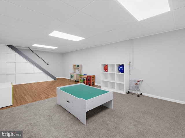 142 Tall Tree Trl, Arnold, MD 21012 - recreation room with a paneled ceiling, carpet floors, and baseboards