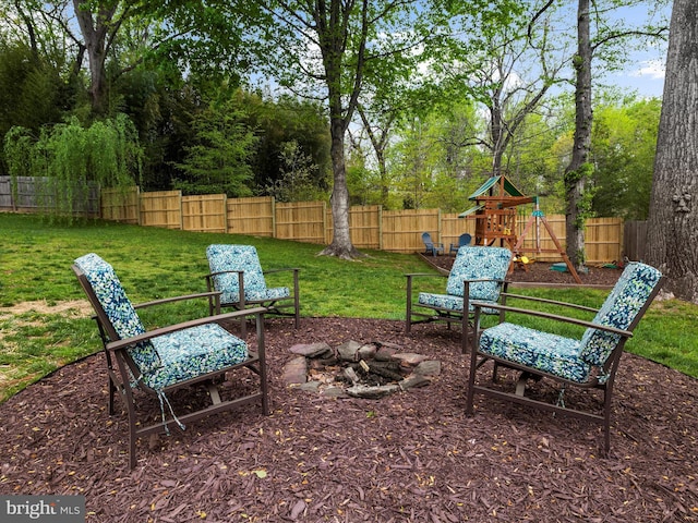 142 Tall Tree Trl, Arnold, MD 21012 - view of yard featuring a fenced backyard and a playground