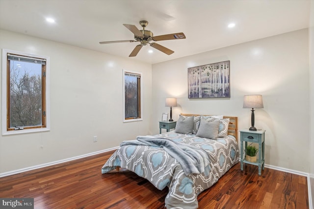 28 Beech Hill Dr, Newark, DE 19711 - bedroom featuring wood finished floors, baseboards, recessed lighting, and ceiling fan