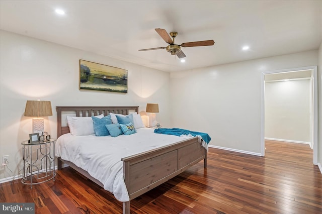 28 Beech Hill Dr, Newark, DE 19711 - bedroom with recessed lighting, hardwood / wood-style floors, a ceiling fan, and baseboards