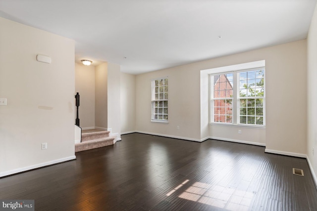 5542 Peanuts Ln, Waldorf, MD 20602 - unfurnished living room with dark wood-style flooring, baseboards, and visible vents