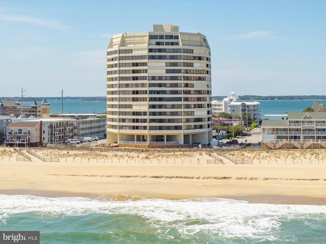 8500 Coastal Hwy Unit 805, Ocean City, MD 21842 - view of building exterior with a water view and a view of the beach