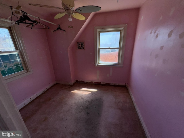 605 Walnut Ave, Baltimore, MD 21229 - additional living space with carpet floors, baseboards, and ceiling fan