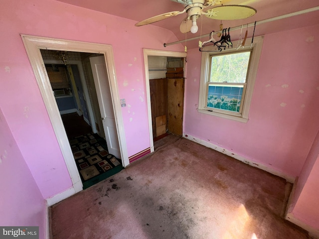 605 Walnut Ave, Baltimore, MD 21229 - unfurnished bedroom featuring baseboards, ceiling fan, a closet, and carpet floors