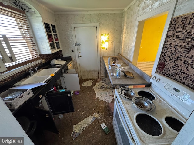 605 Walnut Ave, Baltimore, MD 21229 - kitchen featuring crown molding and washer / dryer