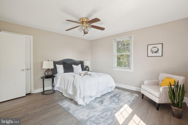 2507 Arlington Blvd Unit 20, Arlington, VA 22201 - bedroom featuring a ceiling fan, baseboards, and wood finished floors