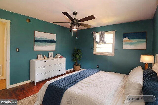 1405 Westchester St, Salisbury, MD 21801 - bedroom featuring wood finished floors, visible vents, a ceiling fan, and baseboards