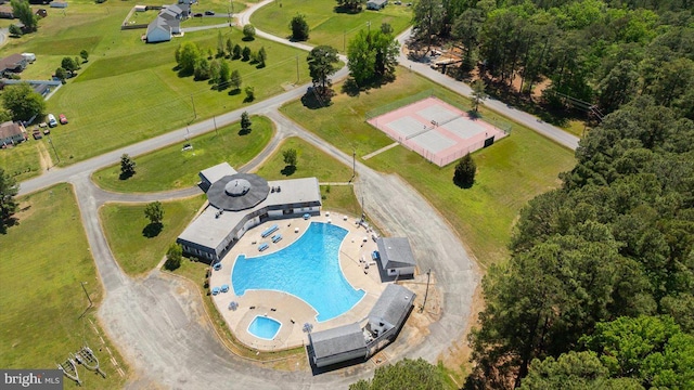 bird's eye view of a pool