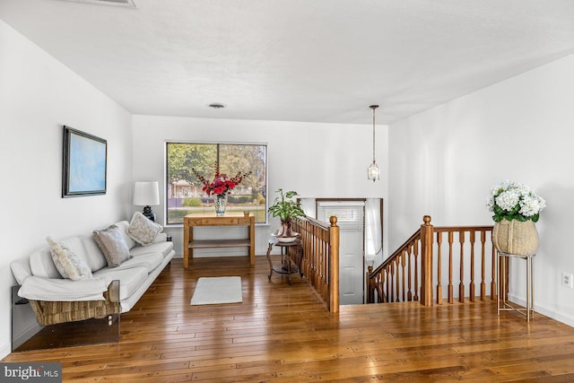 living area featuring hardwood / wood-style flooring