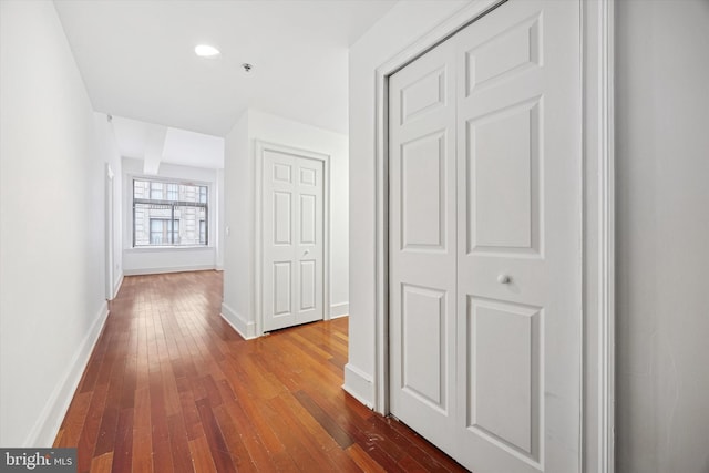 1500 Chestnut St Unit 15H, Philadelphia, PA 19102 - hallway with dark wood-style flooring and baseboards