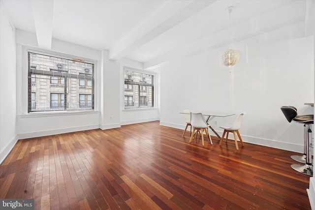1500 Chestnut St Unit 15H, Philadelphia, PA 19102 - interior space featuring beamed ceiling, baseboards, and hardwood / wood-style flooring