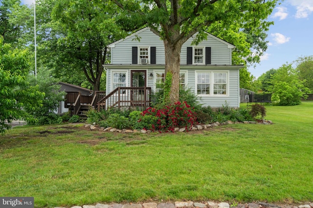 669 Dicks Hollow Rd, Winchester, VA 22603 - traditional home featuring a wooden deck and a front lawn