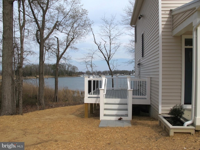 exterior space featuring a water view