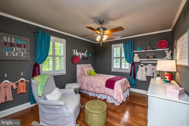 875 Brintons Bridge Rd, West Chester, PA 19382 - bedroom with crown molding, baseboards, multiple windows, and wood finished floors