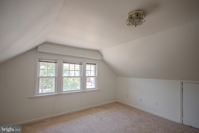 bonus room featuring baseboards, carpet floors, and vaulted ceiling