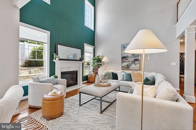 4950 34th St N, Arlington, VA 22207 - living area with a healthy amount of sunlight, wood finished floors, and a towering ceiling