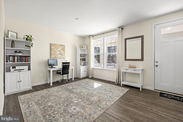 7269 Liberty Ct, Ruther Glen, VA 22546 - office featuring baseboards and dark wood-style floors