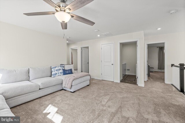 7269 Liberty Ct, Ruther Glen, VA 22546 - living area with baseboards, recessed lighting, ceiling fan, and carpet floors